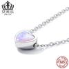 Evelle Original Europeo y Americano Plata Esterlina s925 Ópalo Amor Collar Color Corazón Simple Exquisito Collar con Colgante