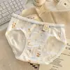 Pantaletas de algodón puro con entrepierna extendida, algodón Clase A, bragas de mujer con estampado de dibujos animados japoneses lindos, transpirables para niñas