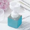 Garrafa Vazia Quadrada Portátil com Cravejamento de Diamantes Transfronteiriça, Garrafa de Pressão Recarregável Floral de Luxo Leve para Shampoo, Gel de Banho e Loção para as Mãos
