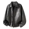 Jaqueta de couro vintage de alta qualidade para motocicleta masculina, novo estilo outono e inverno de 2026, corte solto estilo high street americano, jaqueta de couro PU cool e estilosa