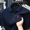 Camisa Polo de Punto de Algodón Puro Estilo Old Money con Patrón de Piña para Hombre, Manga Corta, Cuello Camisero, Transpirable, Camiseta de Manga Media de Moda para Verano para Hombre