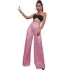 Calças Casuais da Moda de Cintura Alta Femininas Europeias e Americanas Transfronteiriças Amazon Ebay Lantejoulas Soltas Drapeadas de Pernas Largas para Verão Feminino