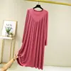 Nuevo Estilo de Verano Color Sólido Talla Grande Falda Plisada Vestido Casual Holgado