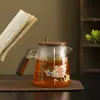 Tetera con Infusor de Té de Vidrio Resistente al Calor que Cambia de Color para Uso Doméstico, Separación de Té y Agua, Herramienta Mágica para Personas Perezosas, Tetera con Filtración de un Solo Toque