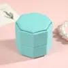 Caja de joyería octagonal de PU lujosa y de alta gama, diseño simple de dos partes, caja de almacenamiento para pendientes y anillos, caja de regalo para exhibición de joyas