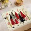 2026 Nuevo Mantel Navideño Transfronterizo Lino Estampado de Muñeco de Nieve y Alce Mantel Servilleta Decoración de Mantel Amazon