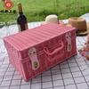 Caja de Acabado Cosmético Imitación Ratán Caja de Regalo de Ratán con Asa Pastoral Retro Ratán Tejido Caja de Picnic Caja para Llevar