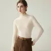 Suéter de punto de cachemira con cuello medio alto para mujer, nuevo suéter básico ajustado de otoño e invierno, elegante estilo para ir al trabajo