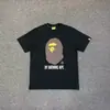 Camiseta Manga Curta da Marca Japonesa Tendência Bape com Estampa Camuflada de Macaco Dormindo e Cabeça de Macaco, Camiseta de Verão para Casais, Camiseta Curta Casual Esportiva de Meia Manga