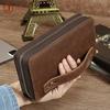 Couro vegetal curtido moda simples masculina bolsa retro longa carteira clutch bag couro genuíno negócio clutch bag bolsa masculina