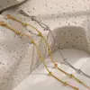 Pulsera de Cuentas de Cadena de Hueso de Serpiente Simple Versátil de Estilo Francés para Mujer, Joyería de Oro Verdadero Pvd de Acero al Titanio Dorado