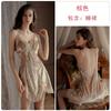 Camisón Guiruo sexy con escote en V profundo y encaje, con almohadillas para el pecho, de malla y volantes, para estar en casa, 4771