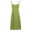 Vestido de Verão 2026 Feminino Verde com Estampa Floral Lírio-do-Vale, Estilo Francês, Cintura Marcada, para Férias na Praia, Alça Fina