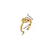 Anillo de Acero Inoxidable Nuevo Europeo y Americano con Circonita y Perla de Imitación Anillo Chapado en Oro para Mujer Anillo Pequeño Fresco de Acero de Titanio con Forma de Serpiente Accesorios