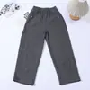 Pantalones de chándal grises para niño, adecuados para primavera, otoño e invierno, color liso, de cintura alta, cómodos, estilo de pierna ancha, forrados de felpa y engrosados para abrigar, pantalones largos casuales