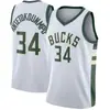 Jersey de Baloncesto Bucks #34 Hermano Alfabeto Bordado Traje de Baloncesto Jersey de Baloncesto Bucks
