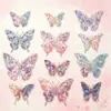 Pacote de Adesivos Coloridos de Borboleta com Folha de Ouro à Prova d'Água para Pet Adesivos 3D Laser Holográfico Materiais de Decoração para Diário Adesivos DIY