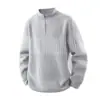 Suéter Grueso de Punto con Cremallera Estilo Old Money para Hombre, Jersey Holgado de Manga Larga con Jacquard, Suéter Casual Vintage Otoño Invierno