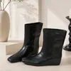 Botas de media caña de moda, minimalistas, de punta cuadrada, que aumentan la altura para mujer, nuevas de moda versátiles para otoño e invierno 2026
