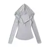 Camiseta de Manga Longa com Capuz Estilo Desejo Puro Renda Patchwork Doce e Picante Moda Verão Versátil Slim Fit Cor Sólida Casual Proteção Solar Top