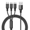 Cable de Datos Trenzado de Malla de Pescado Uno a Tres 5A Carga Súper Rápida Cable de Carga Tres en Uno Tipo-C Regalo Logo Personalizado