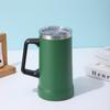 Caneca com Alça de Grande Capacidade Transfronteiriça, Copo Térmico de Aço Inoxidável 304 de Camada Dupla, Caneca de Cerveja Portátil com Alça, Em Estoque