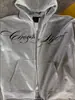 Estilo Urbano Y2K Gris Clásico Versátil Nicho High Street Estampado de Letras Con Capucha Retro Moda Sudadera Chaqueta Ins