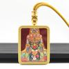 Collar Colgante Thangka Semi-Pintado a Mano con Pintura Dorada de Cinabrio con Zaki Lhamo y el Dios Amarillo de la Riqueza de Vidas Pasadas y Presentes