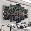 Aliexpress Dropshipping Escena Nocturna de Ciudad Pintura Decorativa de Cinco Partes Moderna Pintura en Spray de Alta Definición Núcleo Pintura Colgante Fábrica Venta al por Mayor