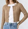 Cárdigan de Punto Trenzado con Cuello Redondo Amazon Otoño/Invierno 2026 para Mujer, Abrigo Suéter Corto de Un Botón, Moda Versátil para Mujer