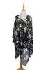Plataforma transfronteiriça quente novo estilo europeu e americano moda impressão grande flor praia férias biquíni chiffon blusa