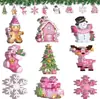 Nuevas 36 piezas de decoraciones navideñas rosas para colgar en el árbol de Navidad, regalos para fiestas navideñas de invierno