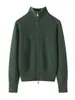Cárdigan de Cremallera Doble Engrosado Suéter Puro de Cachemira 2026 Otoño/Invierno Nuevo Estilo Ropa de Punto para Mujer Chaqueta Cálida Cuello Alto Top