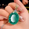 2025 Zhuang Shengsheng Joias Esmeralda Sintética Grande Oval Pingente Colar de Alta Qualidade Pedra Principal 25*30 Atacado