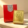 Peça de exibição em folha de ouro 999 de bênção taoísta, decoração de mesa San Qing Tai Yi Tian Zun, presente de feriado e empresarial
