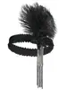 Faixa de Cabeça de Penas Pretas Estilo Gatsby Anos 1920 Para Noiva Performance de Palco Festa de Coquetel Acessórios de Cabelo Foto de Casamento Performance de Palco