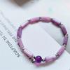 Pulsera de Amatista Natural Transfronteriza con Cuentas Espaciadoras Cuadradas Largas, Pulsera de Moda con Nudo de Bambú y Amatista, Energía Fresca