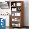 Suprimentos de cozinha Micro-ondas Forno Armazenamento Rack Piso Bambu Multi-função com Porta para Panelas e Pratos Tempero Armário de Madeira Maciça Estante