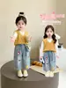 Pantalones de Otoño para Niñas 2026 Nueva Moda Jeans para Bebés Niñas Pantalones Cargo de Pierna Ancha de Moda para Primavera y Otoño