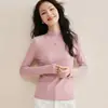 Nueva colección de otoño: Camiseta de manga larga para mujer hecha de punto de Lyocell Tencel y lana, adecuada para usar en capas o como prenda exterior