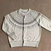 Cardigan Tricot de Manga Longa Jacquard Fair Isle Masculino Outono Estilo Preguiçoso Suéter Vintage Peça Externa Sensação de Alto Padrão Jaqueta de Casal