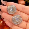 Estilo Novo Outono e Inverno Zhuangshengsheng Joias Base de Cobre Banhada a Ouro Corte Rosa Diamante Branco Elegante Acessível Luxo Conjunto para Mulheres 14-10mm