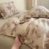 Conjunto de Quatro Peças de Algodão e Linho Tingido com Fio Retrô de Grau A para Mãe e Bebê Conjunto de Quatro Peças de Roupa de Cama de Algodão e Linho Quatro Peças