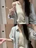 Camisa de protección solar de estilo casual con cuello tipo polo para mujer, top elegante de corte holgado, atuendo relajado de manga larga fino para primavera/verano