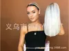 Pelucas de Moda Europeas y Americanas Personalizadas para Mujer, Decoloradas y Teñidas, Cabello Liso de Longitud Media, Peluca Rubio Platino, Entrega de Fábrica Lista para Usar