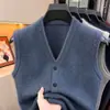 Suéter de Lã Puyuan Inverno 2025 para Homens, Novo Suéter de Lã com Gola V, Colete de Negócios Masculino, Suéter de Tricô para Homens
