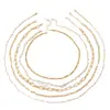 Venta Caliente Transfronteriza Elegante Traje de Collar de Cadena de Perlas Mixtas de 5 Piezas Diseño Multicapa Apilado para Mujer Collar al por Mayor