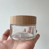 Fornecimento spot tampa de bambu 50g100g frasco transparente para creme frasco de creme frasco de maquiagem pote para máscara