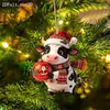 Pingente de Vaca de Natal em Acrílico 2D Pequena Vaca Enfeite de Árvore de Natal Decoração de Festival Enfeite Pendurado Fonte de Atacado