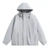 Jaqueta com LOGO personalizada para homens, primavera e outono, modelagem solta, moderna, cor sólida, com capuz, casaco solto retrô casual americano